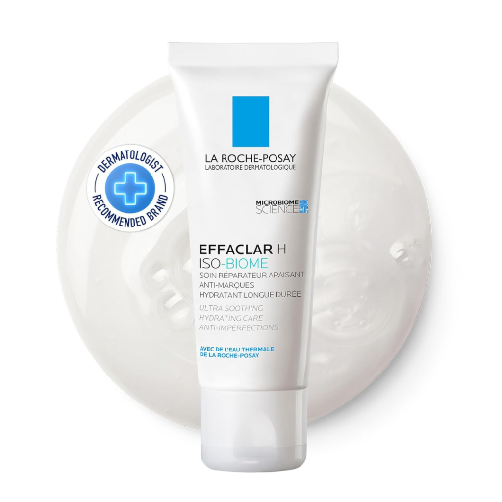 Crema facial para la piel aceneica sensible, effaclar h iso biome la roche-posay.